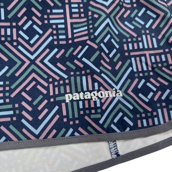 Patagonia Women's Nine Trails Geometric Pattern Navy Running Shorts Blue Size S - Picture 4 of 9